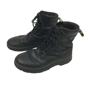 Dr. Martens AirWair Black Leather Combat Boots Lace-Up Size 9 Mens Durable Sole